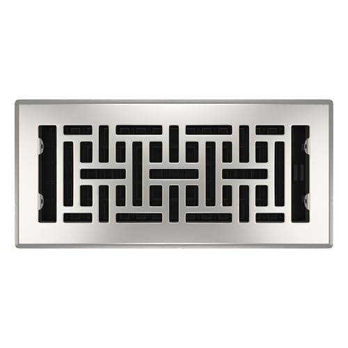 Decor Grates AJH410-NKL Floor Register, 4" x 10", Nickel - Image 1