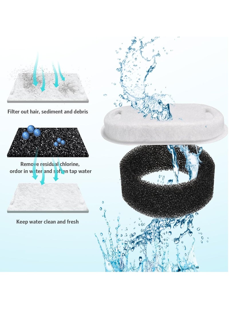 BIGTHREE Cat Water Fountain Filters, Cat Fountain Filters Set, 6 Pcs Activated Carbon Filter and 6 Pcs Foam Filter, Cat Fountain Filters Replacement, Water Filters for 3.2L/2L Cat Water Fountain - Image 4