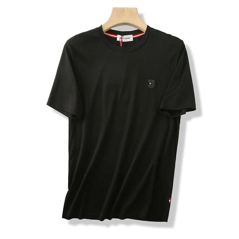 Nobility In Cotton! 80 Double-Sided Mercerized Horse Cotton! Summer Men'S Silky Refreshing Liquid Ammonia Short-Sleeved T-Shirt - Image 1