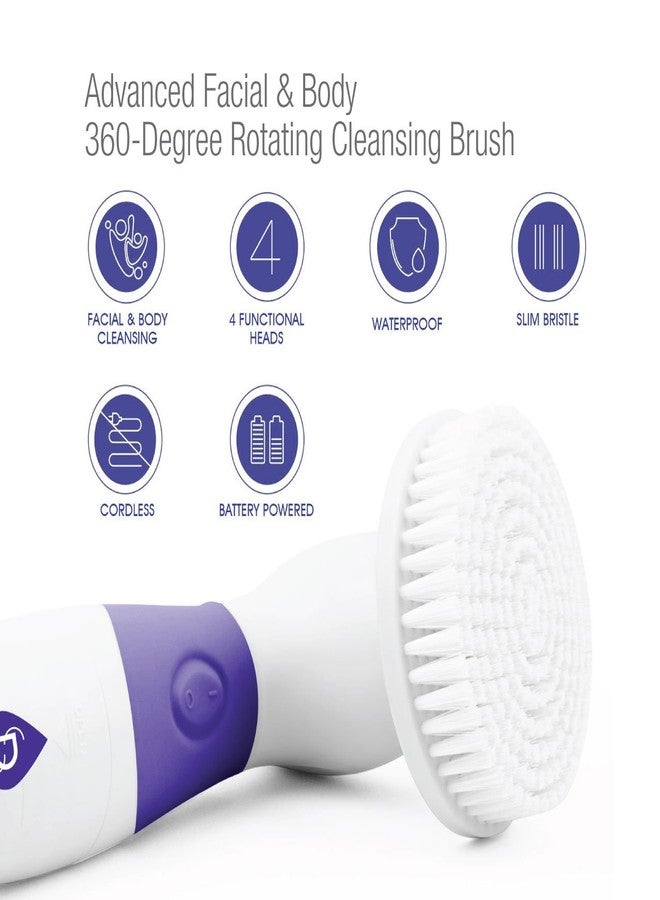 Pursonic Pursonic Advanced Facial and Body Cleansing Brush for Removing Makeup & Exfoliating Dead Skin - Includes 4 Multifunction Brush Heads: Facial, Body, Pumice Stone and Sponge (aqua), 1 count - Image 5