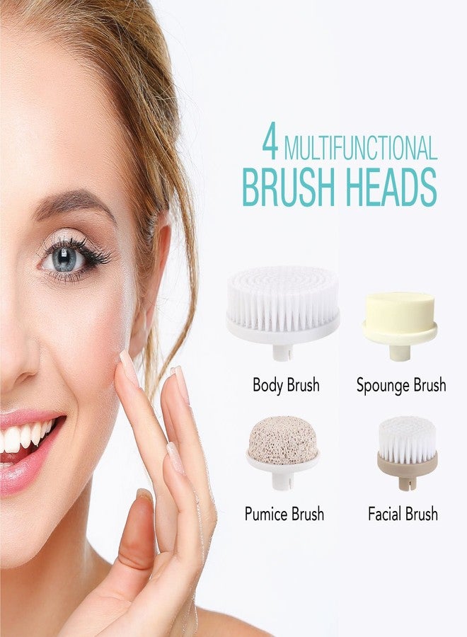 Pursonic Pursonic Advanced Facial and Body Cleansing Brush for Removing Makeup & Exfoliating Dead Skin - Includes 4 Multifunction Brush Heads: Facial, Body, Pumice Stone and Sponge (aqua), 1 count - Image 2