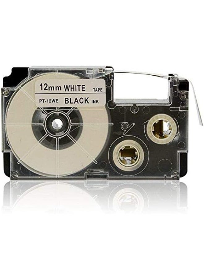 12mm Black on White Laminated Label Tape EZ-LABEL for Casio Printers - Image 2