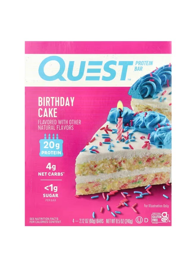 Quest Nutrition، بار بروتين، كعكة عيد الميلاد، 4 بارات، 2.12 أونصة (60 جم) لكل منها