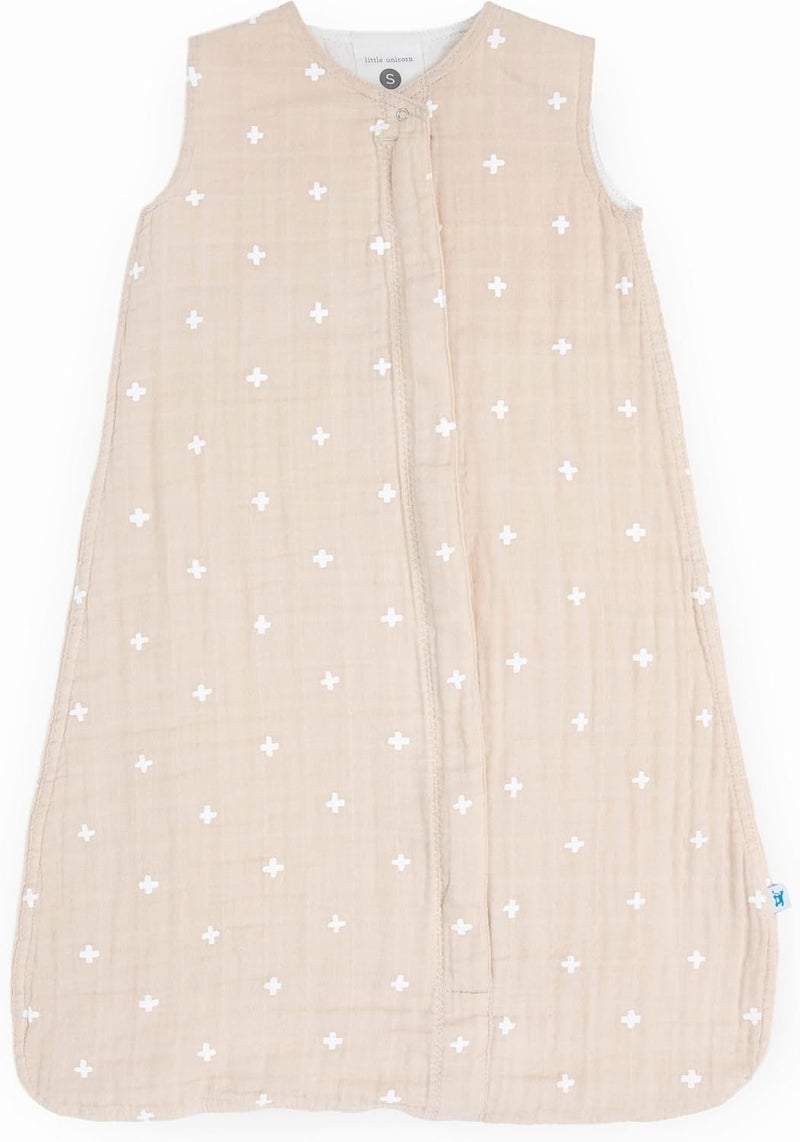 Little Unicorn Cotton Muslin Sleep Bag - Taupe Cross - Image 1