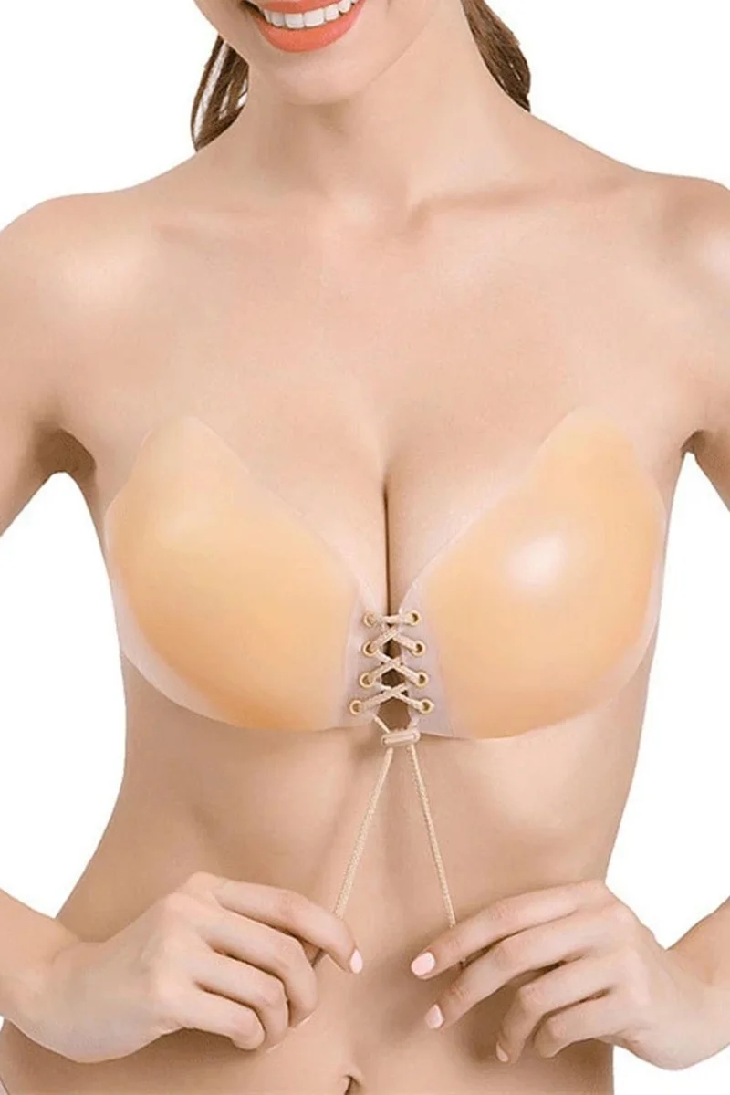 C&city Gathering Front String Adhesive Silicone Bra 7233 Skin