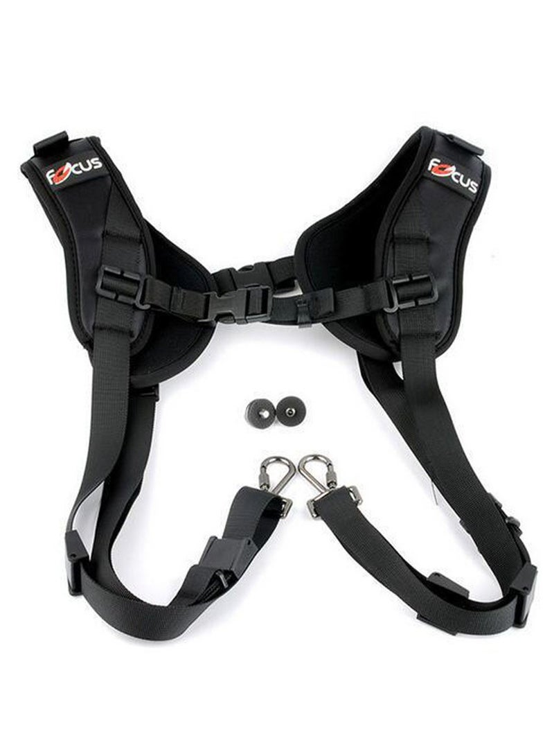 Camera Strap Double Shoulder Camera Strap Harness Quick Release Adjustable Dual Camera Tether Strap with Safety Tether and Lens Cleaning Cloth for DSLR SLR Camera focus - Image 1