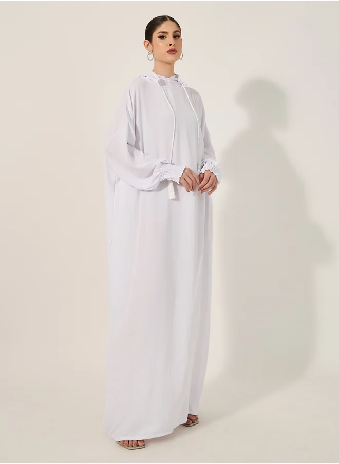 ستايلي Oversized Hooded Jalabyia with Tassel Detail