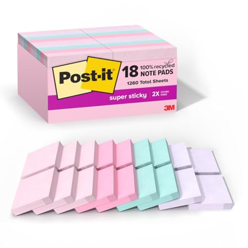 Post It Post-it Super Sticky Mini Notes, Wanderlust Pastels, 1 7/8 in x 1 7/8 in, 100% PEFC, SGSCH-PEFC-COC-110078 - Image 1