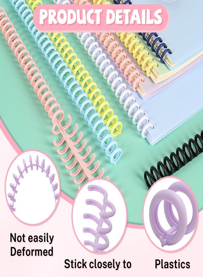 GTILE 24 PCS Colorful Plastic Comb Binding Spines, 30 Rings Spiral Binding Coils, 2 Sizes Binding Rings for Teacher Student Business Notebook File Making (Multicolor) - Image 3