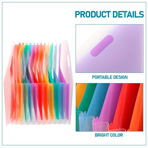 NISUN 12 Pockets Vertical Expanding File Folders Letter A4 Size Documents Organiser Desk Accordion File Organizer Desktop Stand File Divider Space Saver for Office Class Home (Transparent White) - Image 3