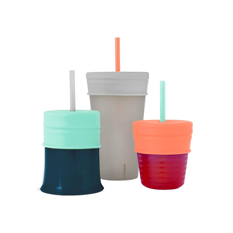 Boon SNUG Silicone Straw Sippy Cup - Set of 3 Lids, 3 Straws & Toddler Cup - Convert Kids Cups - Mint - Image 2