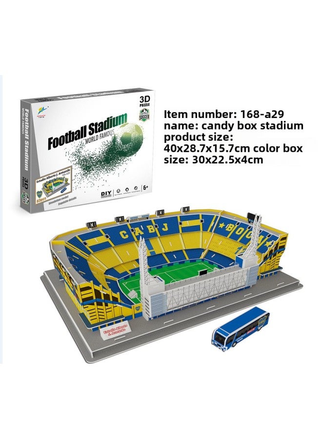 3D Jigsaw Puzzle World Cup Football Stadium Construction Stadium Model Children's DIY Puzzle Toy-Color:Alberto J. Armando-Candy Box Stadium - Image 1