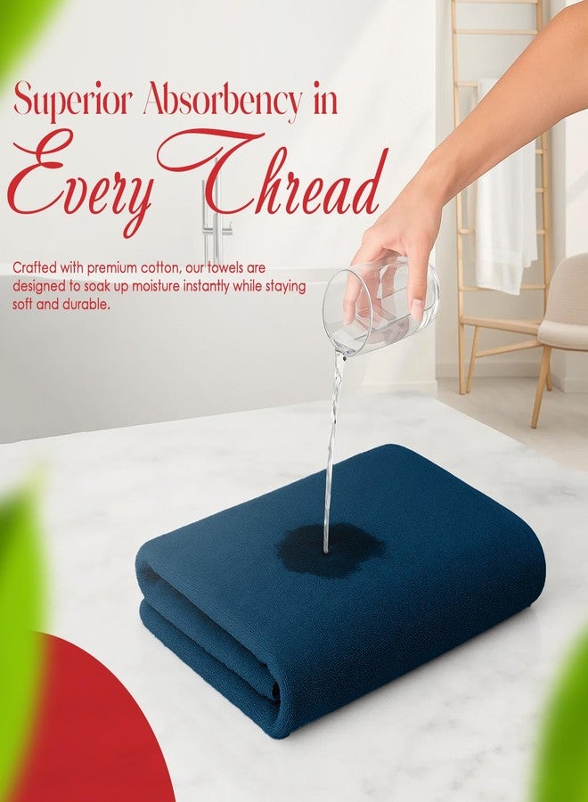 RIVERSIDE 100% Ring-Spun Cotton Bath Towels Set of 4 22 x 44 - Soft, Quick Dry & Highly Absorbent Towels for Shower & Bathroom - 450 GSM Lightweight Cotton Towels for Spa, Gym, Hotel - (Blue Opal) - Image 4