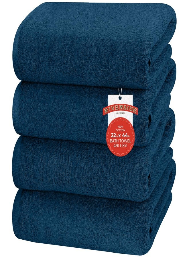 RIVERSIDE 100% Ring-Spun Cotton Bath Towels Set of 4 22 x 44 - Soft, Quick Dry & Highly Absorbent Towels for Shower & Bathroom - 450 GSM Lightweight Cotton Towels for Spa, Gym, Hotel - (Blue Opal) - Image 1