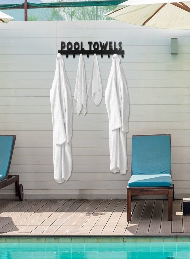IBosins Large Pool Towel Rack with 10 Hooks, Towel Holder Wall Mounted for Outdoor, Towel Hanger for Hanging Bathrobes, Towels, Clothes - Perfect Pool Area Outside Sign and Decor (Black) - Image 4