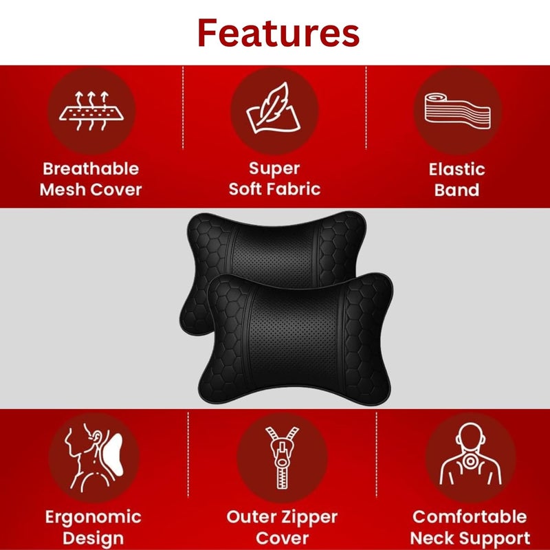 Adroitz Neck Cushion (Black, Pack of 2) Material: Faux Leather - Image 5
