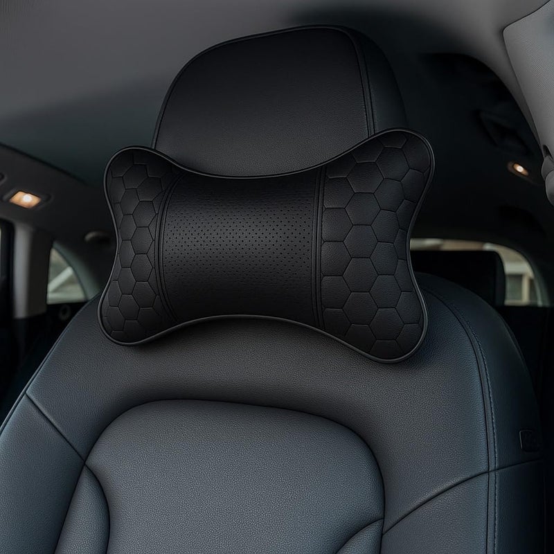 Adroitz Neck Cushion (Black, Pack of 2) Material: Faux Leather - Image 2