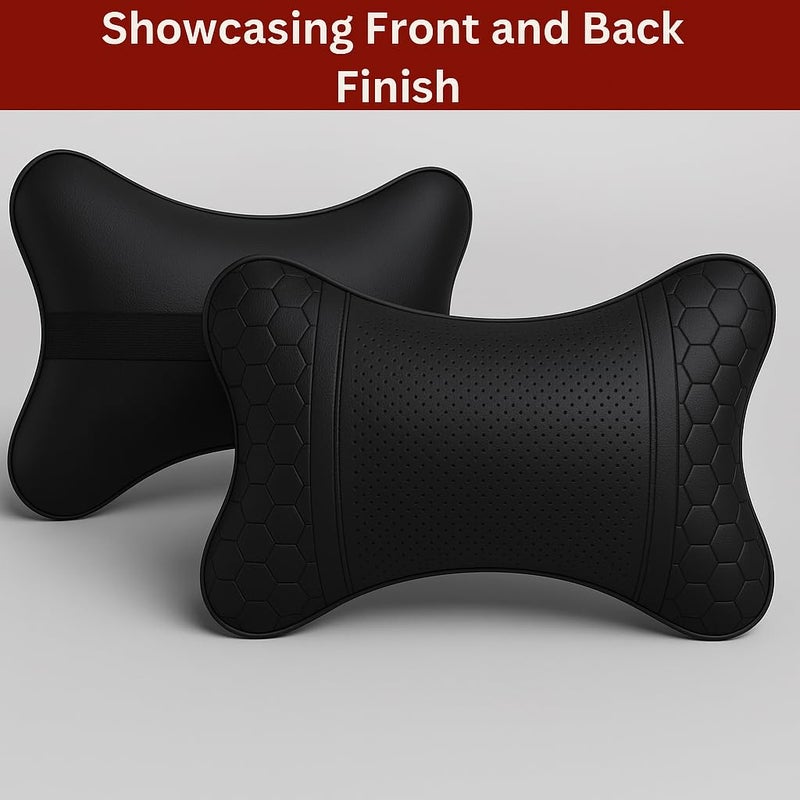 Adroitz Neck Cushion (Black, Pack of 2) Material: Faux Leather - Image 3