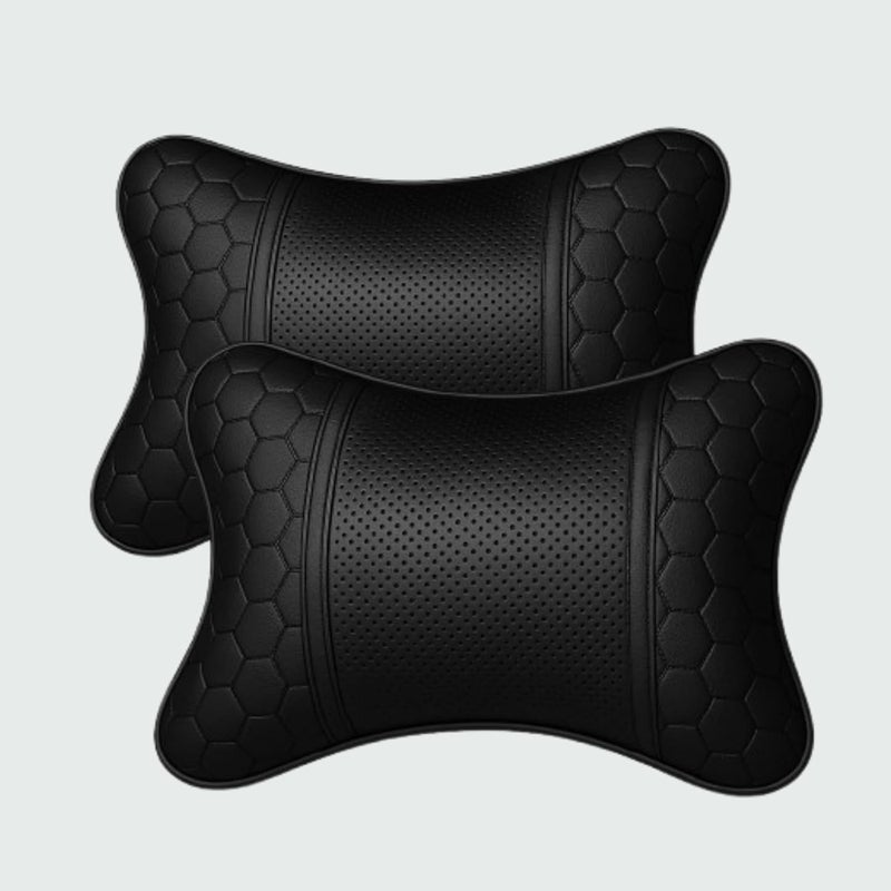 Adroitz Neck Cushion (Black, Pack of 2) Material: Faux Leather - Image 1