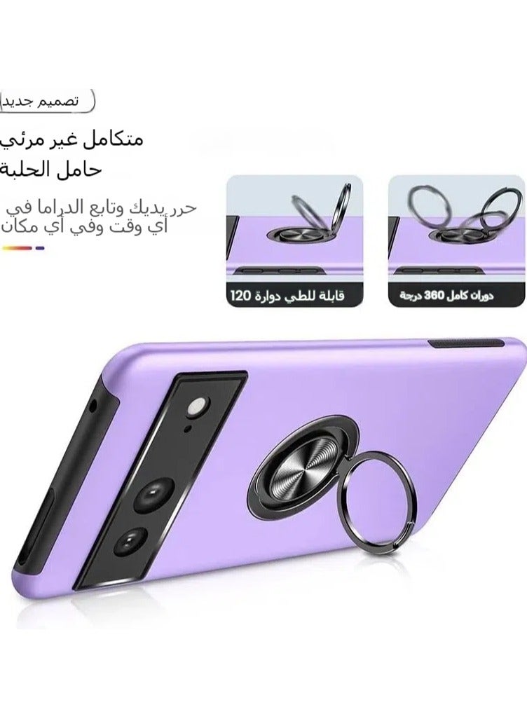 Compatible with Google Pixel 7 Pro phone case, protective case shock-proof ultra-thin non-slip solid phone case 360° rotating ring, car magnet ring bracket anti-scratch suitable for Pixel 7 Pro  - Image 4