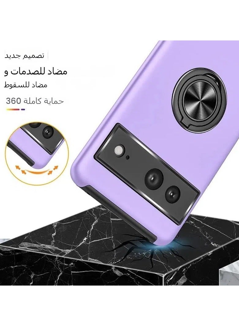 Compatible with Google Pixel 7 Pro phone case, protective case shock-proof ultra-thin non-slip solid phone case 360° rotating ring, car magnet ring bracket anti-scratch suitable for Pixel 7 Pro  - Image 3