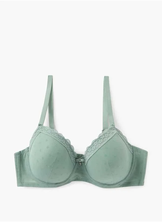FAV Lace Detail Bra with Hook and Eye Closure
