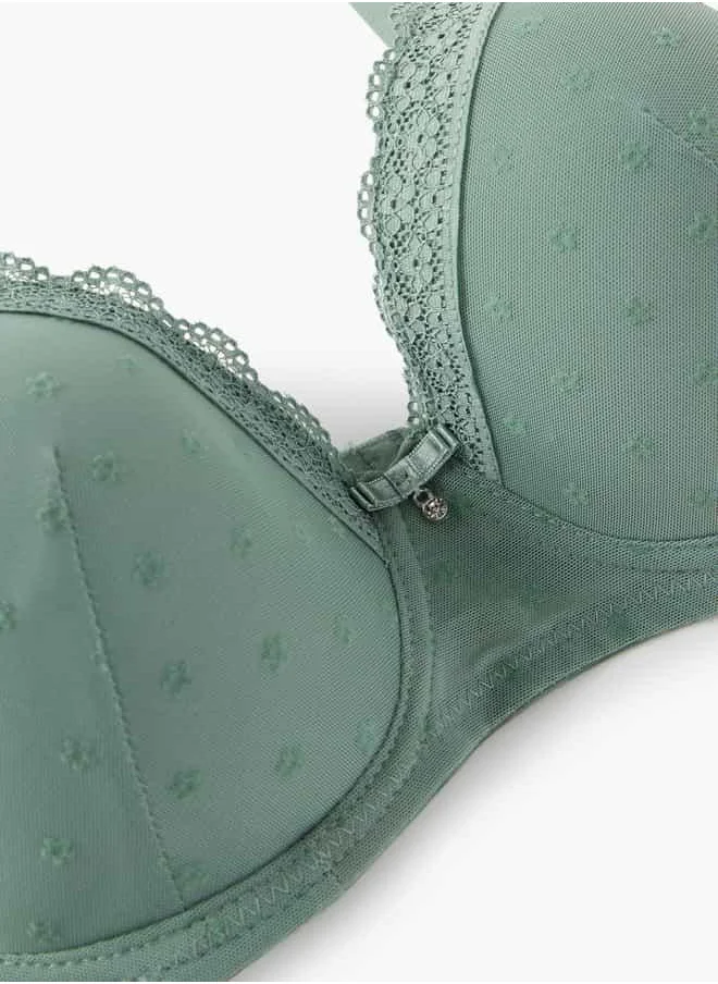 FAV Lace Detail Bra with Hook and Eye Closure