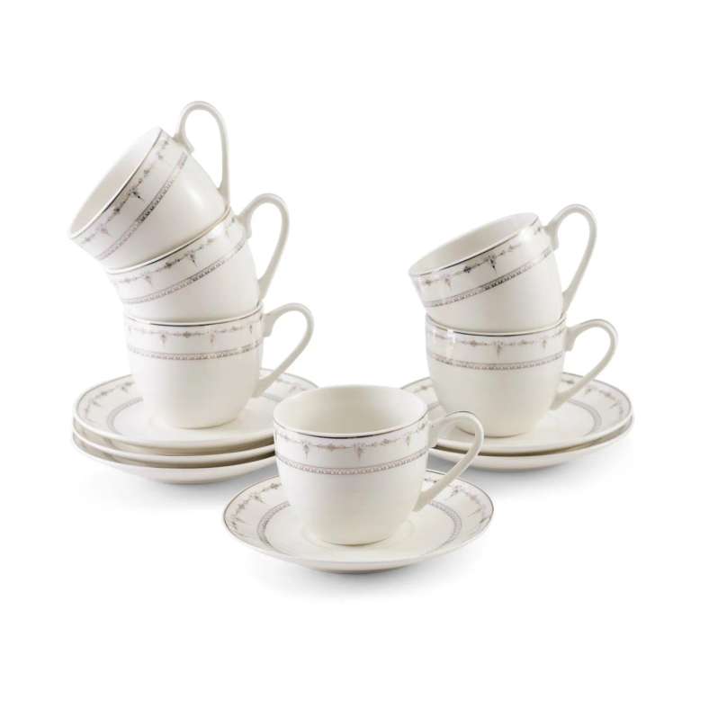 Pan Home Kazia 12-Piece Tea Cup Saucer 180ml - White - 176CFY9900046 - Image 4