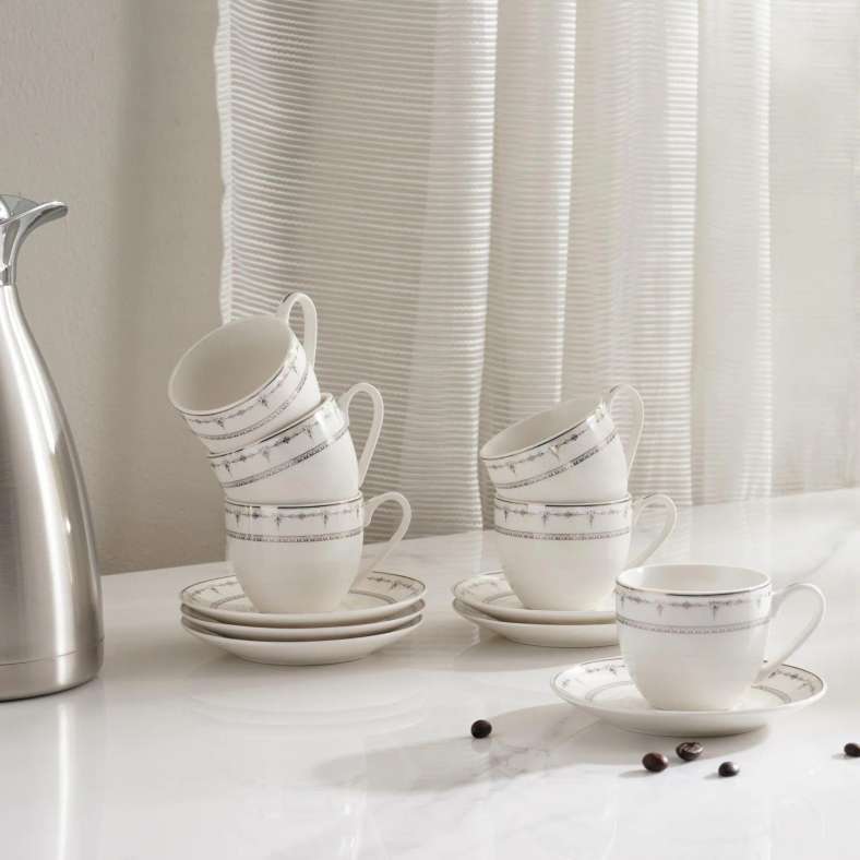 Pan Home Kazia 12-Piece Tea Cup Saucer 180ml - White - 176CFY9900046 - Image 1