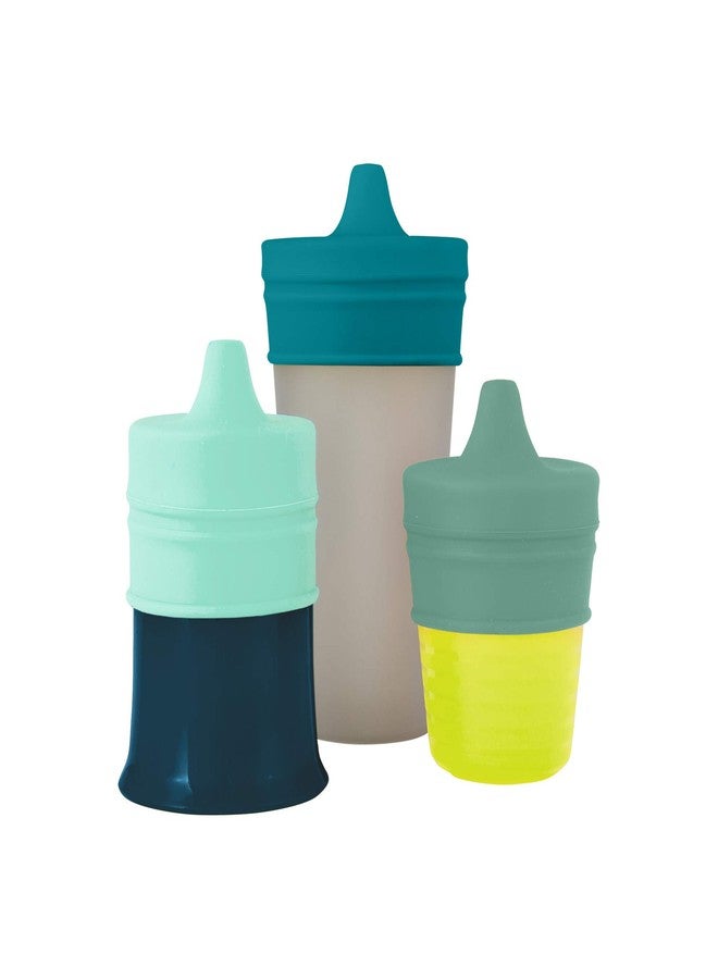 Boon Snug Silicone Sippy Cup Lids - Convert Any Kids Cups or Toddler Cups into Soft Spout Sippy Cups - Toddler Feeding Supplies and Travel Essentials - Green - 3 Count - Image 2