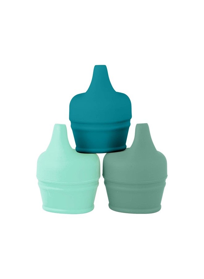 Boon Snug Silicone Sippy Cup Lids - Convert Any Kids Cups or Toddler Cups into Soft Spout Sippy Cups - Toddler Feeding Supplies and Travel Essentials - Green - 3 Count - Image 1