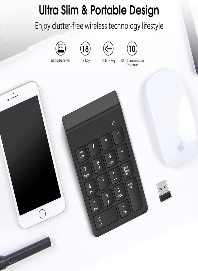 NOOX Wireless Number Pad, Numeric Keypad Numpad Keyboard 10 Key USB Keypad Office Accounting Essentials Desktop Computer Laptops Accessories Compatible Chromebook Notebook EliteBook MateBook etc. - Image 3