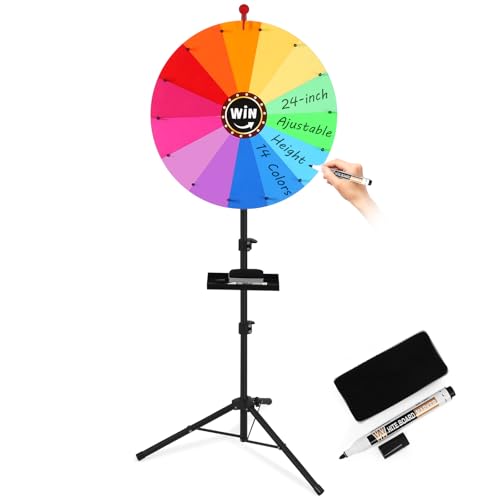 GADFISH 24inch Spinning Prize Wheel Ajustable 3765 Height Spin Doodle Game Spinner Storable Prize Wheel Spinner with Stand Wheel of Fortune Game 14 Colors - Image 1