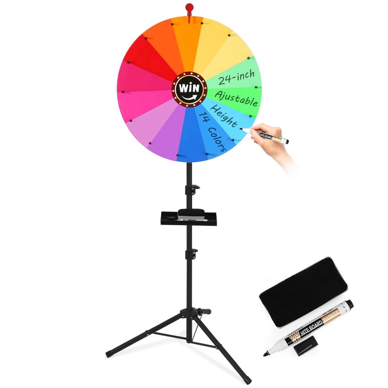 GADFISH 24inch Spinning Prize Wheel Ajustable 3765 Height Spin Doodle Game Spinner Storable Prize Wheel Spinner with Stand Wheel of Fortune Game 14 Colors - Image 2