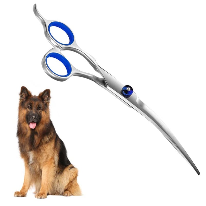 Sage Square Dog Grooming Down Curved Scissor, Heavy Duty, Titanium, Curved, Easy to use, Perfect Grip, Adjustable Screw, Beautiful, Polished, Shiny, Perfect for Dog & Cat Grooming (15cm) - Image 1