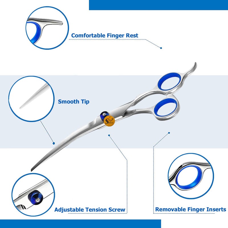 Sage Square Dog Grooming Down Curved Scissor, Heavy Duty, Titanium, Curved, Easy to use, Perfect Grip, Adjustable Screw, Beautiful, Polished, Shiny, Perfect for Dog & Cat Grooming (15cm) - Image 5