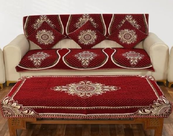 Laying Style™ Diwan Set of 8 Pieces Combo with Sofa Covers for Living Room 5 Seater and Center Table Cover - Image 4