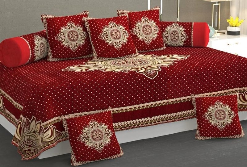 Laying Style™ Diwan Set of 8 Pieces Combo with Sofa Covers for Living Room 5 Seater and Center Table Cover - Image 3