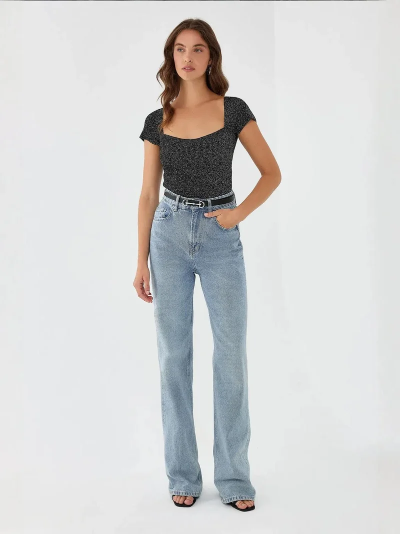 HICCUP Square Collar Knitted Top