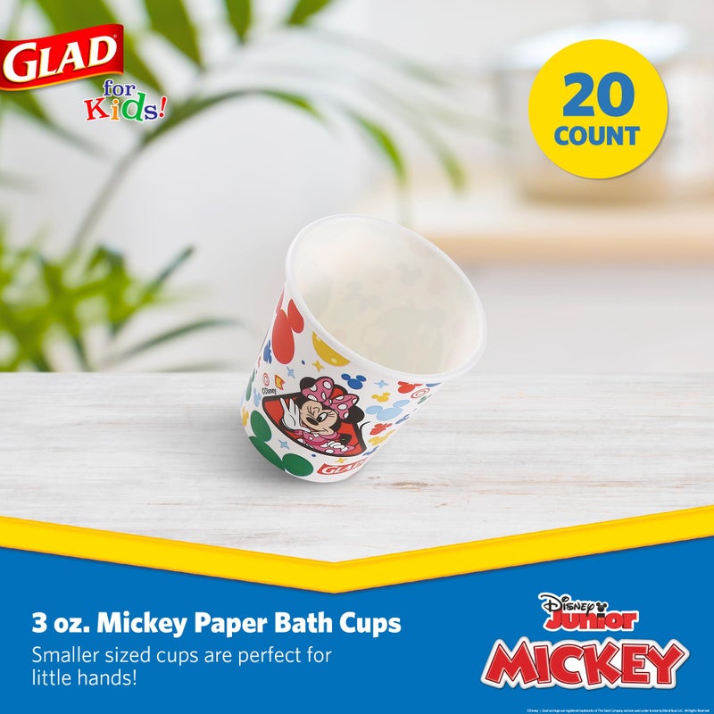 Glad for Kids Disney Mickey and Friends 3oz Mini Paper Bathroom Cups for Kids  Disney Paper Cups  Kids Bathroom Cups  Mouth Rinse Cups for Kids  3oz Paper Cups 20 Ct  BB29489CF - Image 2