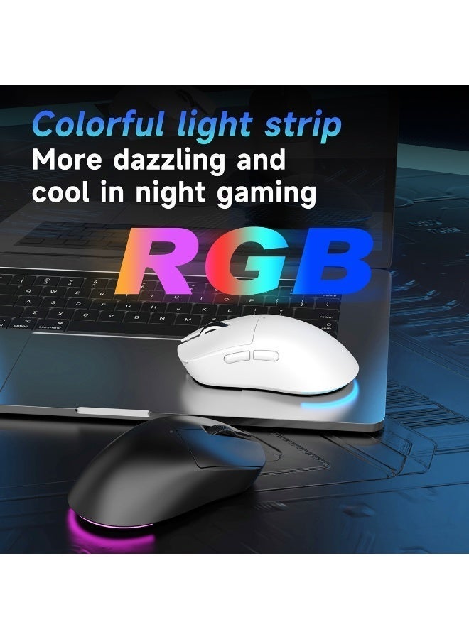Nacodex NJ08 lightweight wireless gaming mouse, supporting three connection modes (2.4G wireless / Type-C wired / Bluetooth 5.0), up to 16,000 DPI, Kaihua GM8.0 dust- and water-resistant microswitches, 6 fully customisable buttons, long battery life and compact design, compatible with Windows and Mac computers, suitable for both office and gaming use (black) - Image 3