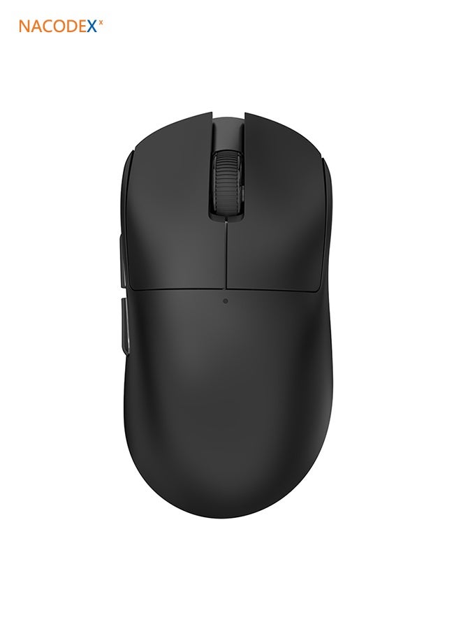 NACODEX NJ08 lightweight wireless gaming mouse, supporting three connection modes (2.4G wireless / Type-C wired / Bluetooth 5.0), up to 16,000 DPI, Kaihua GM8.0 dust- and water-resistant microswitches, 6 fully customisable buttons, long battery life and compact design, compatible with Windows and Mac computers, suitable for both office and gaming use (black)