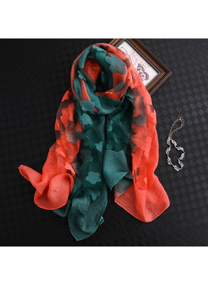 Generic - 2021 Elegant Gradient Scarf Shawl for Women JH-2-Green Orange - Image 1
