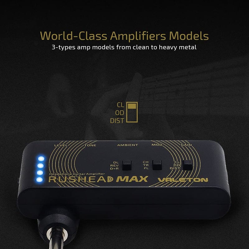 VALETON مضخم صوت محمول Valeton Rushead Max USB القابل للشحن، مضخم صوت جيتار باص سماعات رأس محمول، متعدد التأثيرات، قابل للحمل، مناسب للغرف، قابل للتوصيل - Image 2