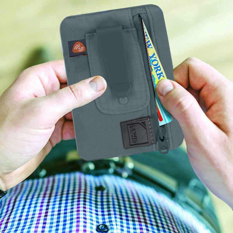 Lewis N. Clark RFID Blocking Hidden Clip Stash Money Belt Travel Pouch + Credit Card/Id Holder for Women & Men, Charcoal, One Size - Image 3