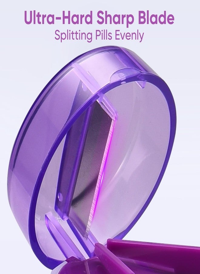 GIIYAA 3-in-1 Pill Crusher and Pill Cutter, Pills Crusher Fine Powder with Stainless Steel Grinding Head, Pil Grinder with Storage for Tablets, Cutter Splitter for Small and Tiny Pills (Purple - Image 4