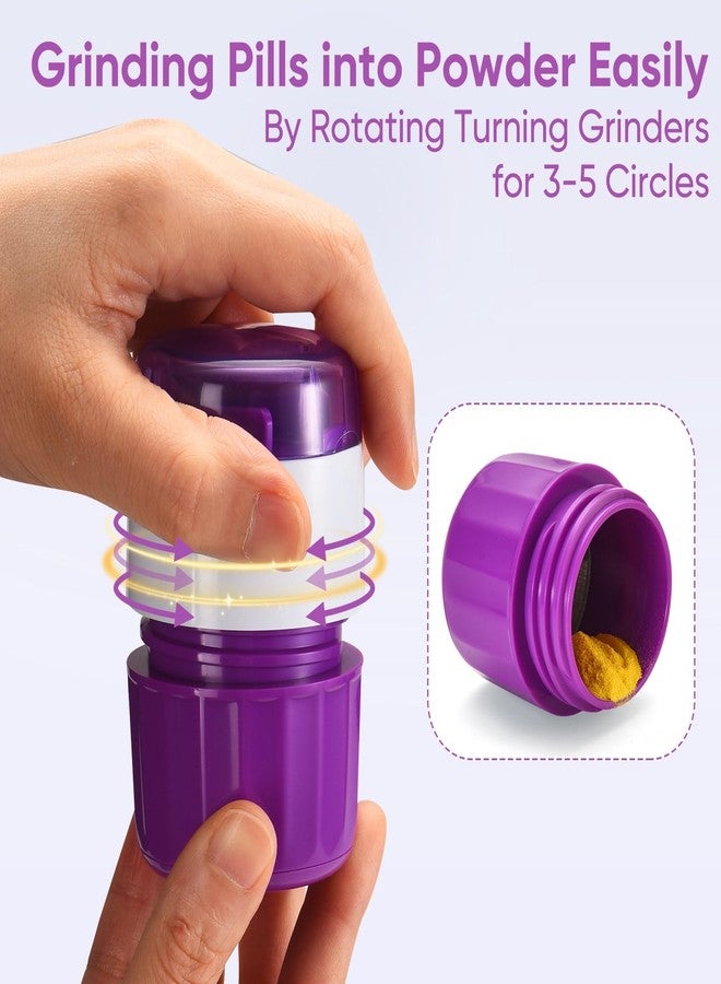 GIIYAA 3-in-1 Pill Crusher and Pill Cutter, Pills Crusher Fine Powder with Stainless Steel Grinding Head, Pil Grinder with Storage for Tablets, Cutter Splitter for Small and Tiny Pills (Purple - Image 5