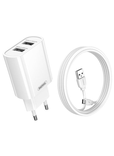 REMAX RP-U35 Jane Series 2.1A Dual USB Port Fast Charger Set, Cable:Micro USB(EU Plug)