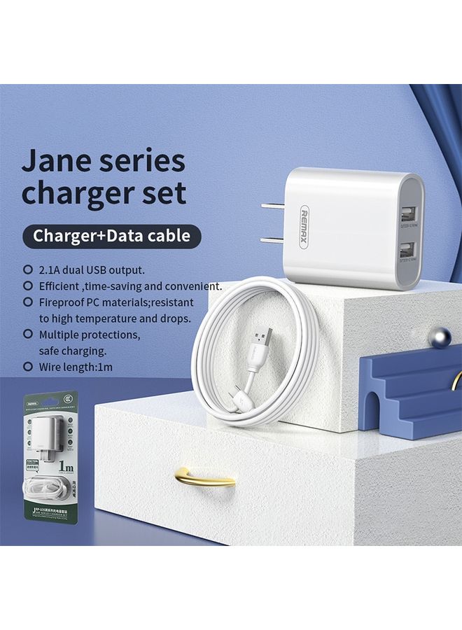 REMAX RP-U35 Jane Series 2.1A Dual USB Port Fast Charger Set, Cable:Micro USB(EU Plug)