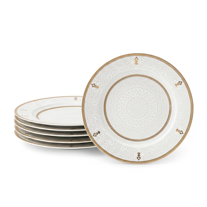 Shallow ZAYA New Bone China Dessert Plate 19 cm – Elegant White Side Plate for Desserts & Starters, Premium Tableware for Daily Use, Brunch, Ramadan, Eid, Diwali & Gifting (Set of 6) - Image 1